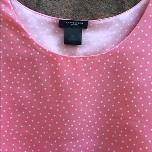 Pretty Ann Taylor Sleeveless Pink Polka Dot Top PS